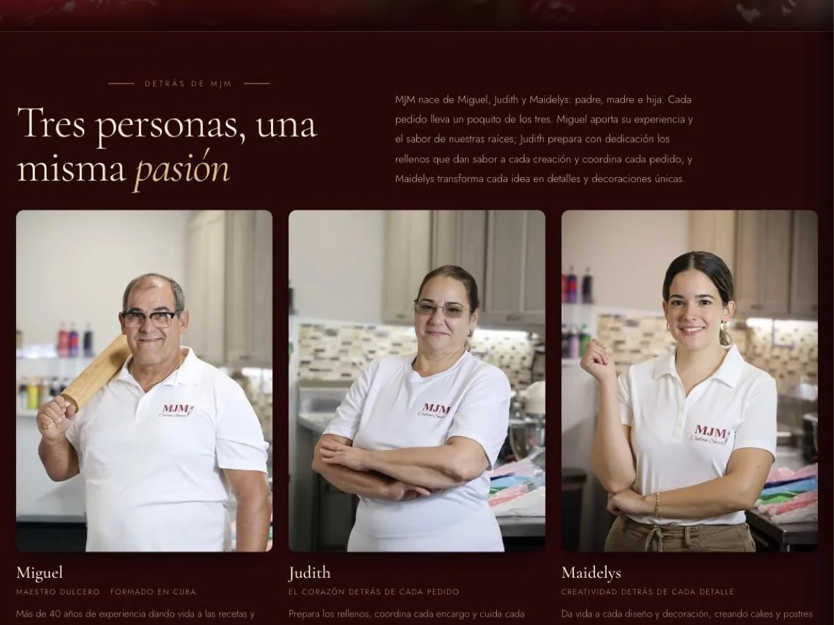 MJM Cuban Sweets — bakery website and admin panel